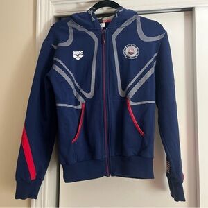 Arena Men's Blue and Red Zip-Up Hoodie